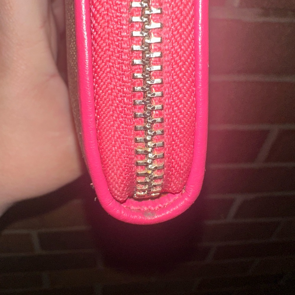 Coach Zip Around Accordion Long Wallet Signature Brown/Pink - Picture 5 of 8